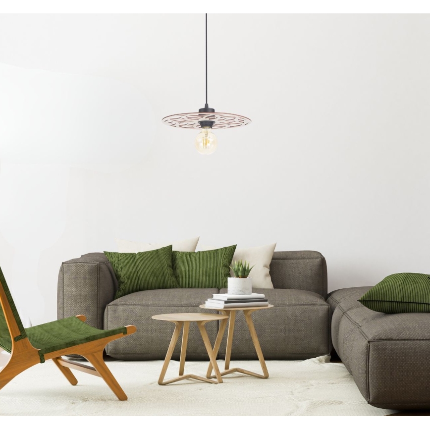 Ljuskrona med textilsladd FALCO 1xE27/60W/230V diameter 30 cm beige
