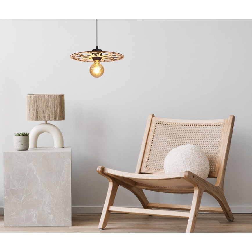 Ljuskrona med textilsladd FALCO 1xE27/60W/230V diameter 30 cm beige