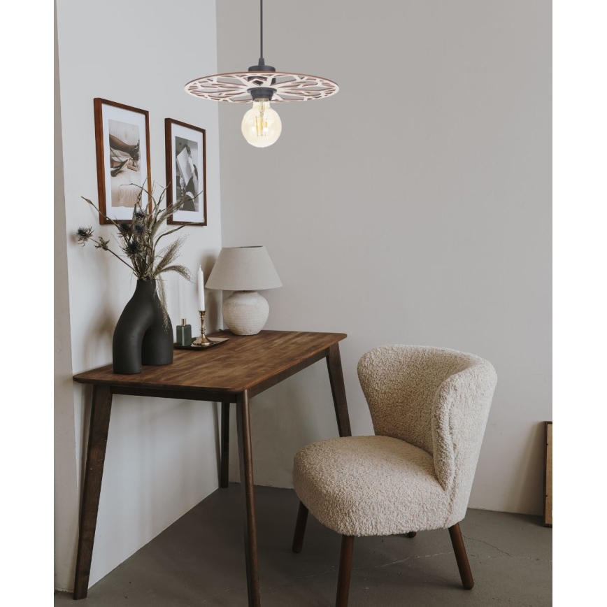 Ljuskrona med textilsladd FALCO 1xE27/60W/230V diameter 30 cm beige