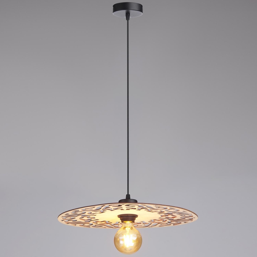 Ljuskrona med textilsladd FALCO 1xE27/60W/230V diameter 40 cm beige