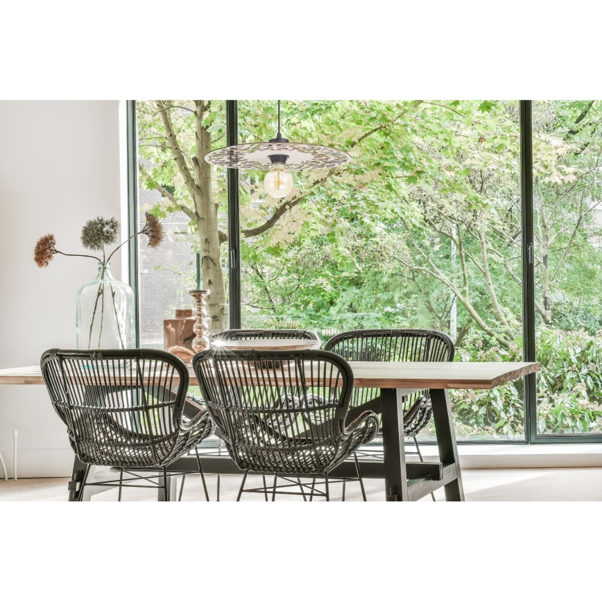 Ljuskrona med textilsladd FALCO 1xE27/60W/230V diameter 40 cm beige