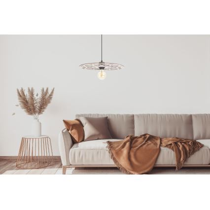 Ljuskrona med textilsladd FALCO 1xE27/60W/230V diameter 40 cm beige