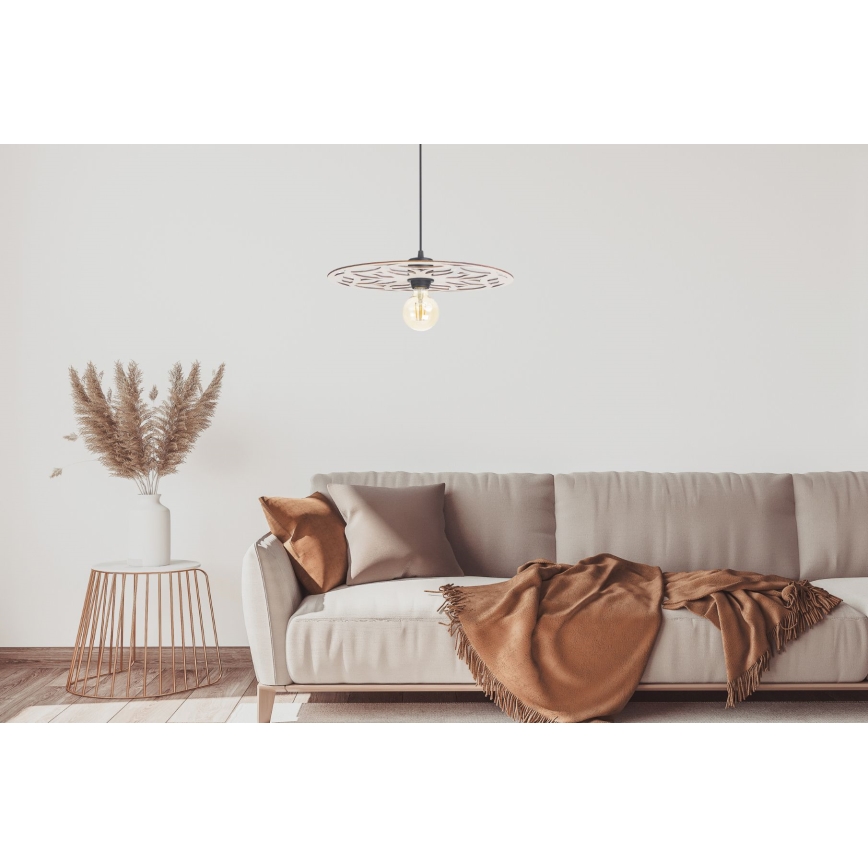 Ljuskrona med textilsladd FALCO 1xE27/60W/230V diameter 40 cm beige