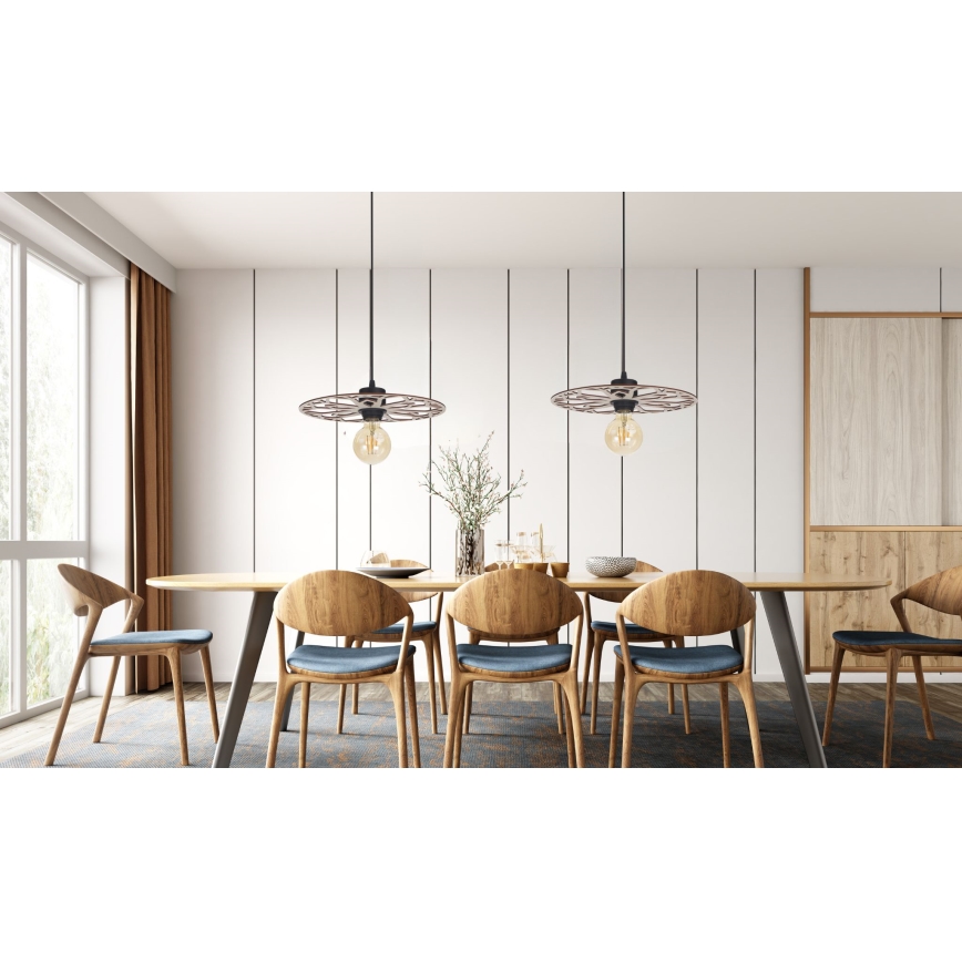 Ljuskrona med textilsladd FALCO 1xE27/60W/230V diameter 40 cm beige