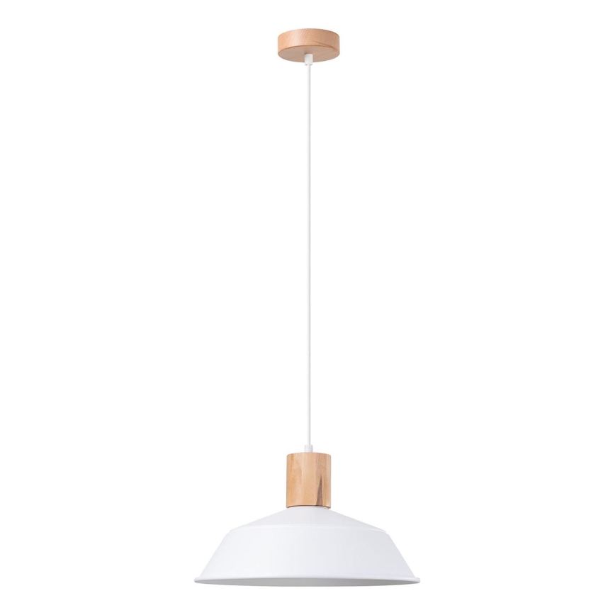 Ljuskrona med textilsladd FANO 1xE27/15W/230V diameter 34 cm vit