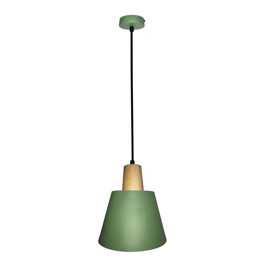 Ljuskrona med textilsladd FARO 1xE27/40W/230V grön/bok