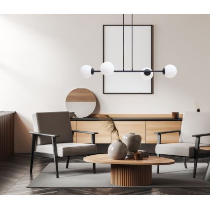 Ljuskrona med textilsladd FIRA 4xE27/60W/230V svart