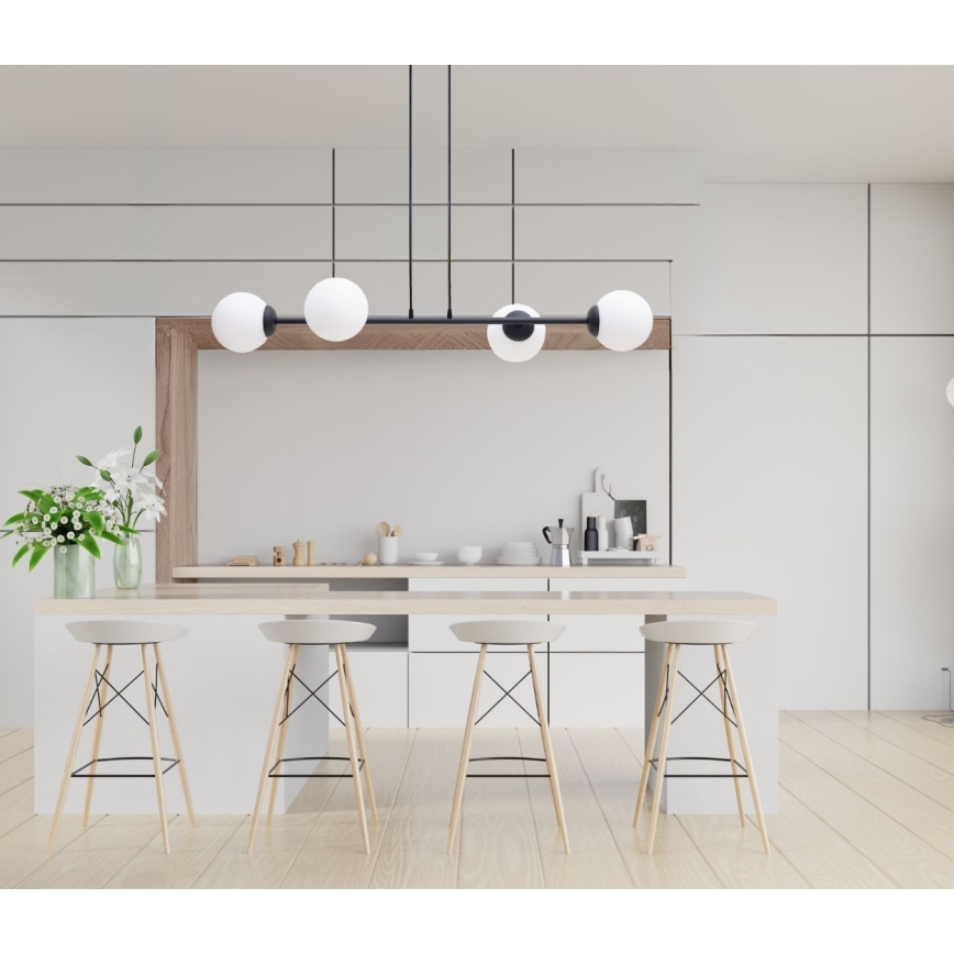 Ljuskrona med textilsladd FIRA 4xE27/60W/230V svart