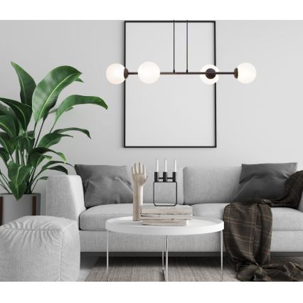 Ljuskrona med textilsladd FIRA 4xE27/60W/230V svart