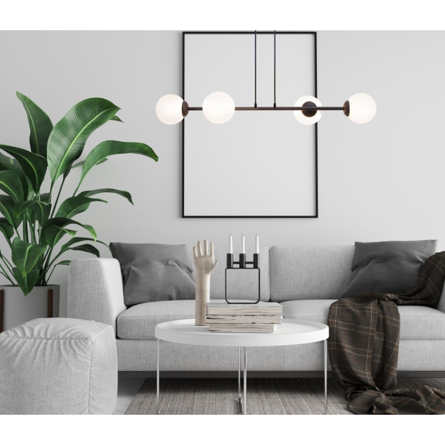 Ljuskrona med textilsladd FIRA 4xE27/60W/230V svart