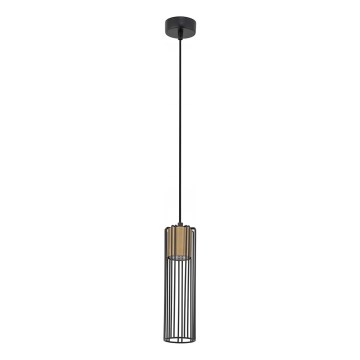 Ljuskrona med textilsladd FOBIA 1xGU10/25W/230V svart/guld