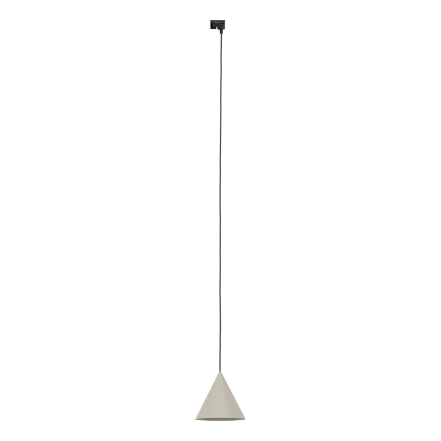 Ljuskrona med textilsladd för 1-fas skensystem CONO 1xE27/15W/230V svart/beige