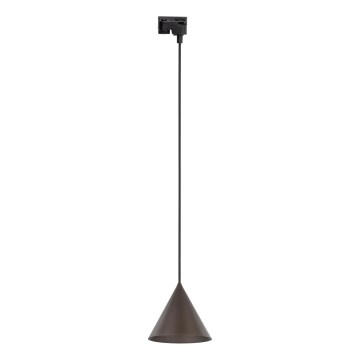 Ljuskrona med textilsladd för 1-fas skensystem CONO 1xE27/15W/230V svart/brun
