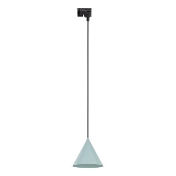 Ljuskrona med textilsladd för 1-fas skensystem CONO 1xE27/15W/230V svart/mint
