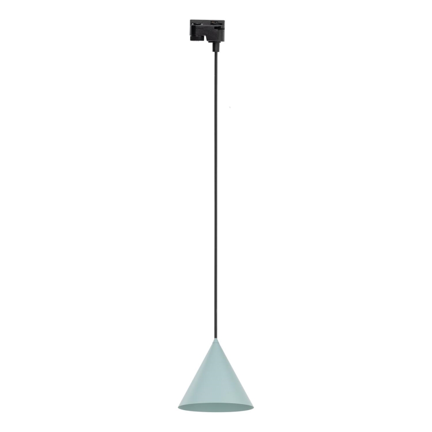 Ljuskrona med textilsladd för 1-fas skensystem CONO 1xE27/15W/230V svart/mint