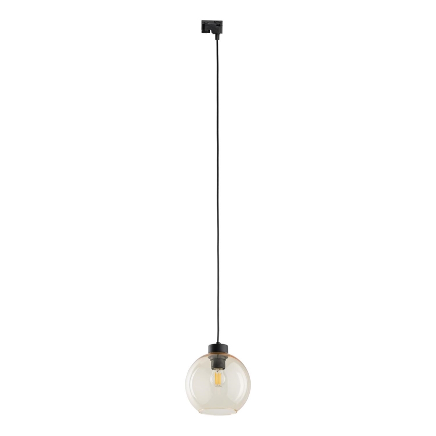 Ljuskrona med textilsladd för 1-fas skensystem CUBUS 1xE27/15W/230V svart/rökig beige