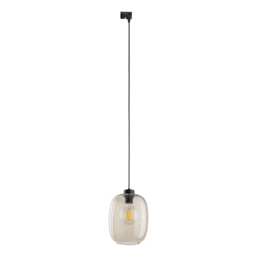 Ljuskrona med textilsladd för 1-fas skensystem ELIO 1xE27/15W/230V svart/rökig beige