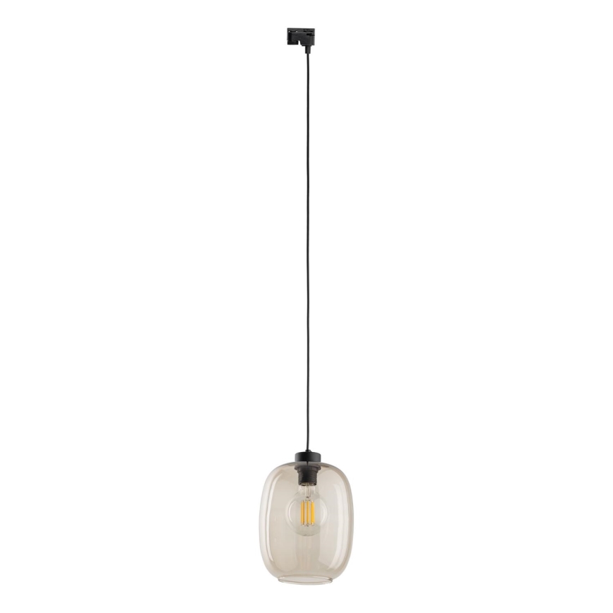 Ljuskrona med textilsladd för 1-fas skensystem ELIO 1xE27/15W/230V svart/rökig beige