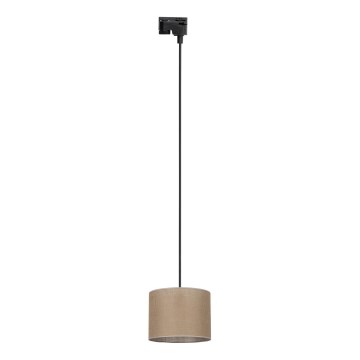 Ljuskrona med textilsladd för 1-fas skensystem TRACER 1xE27/15W/230V diameter 20 cm svart/brun