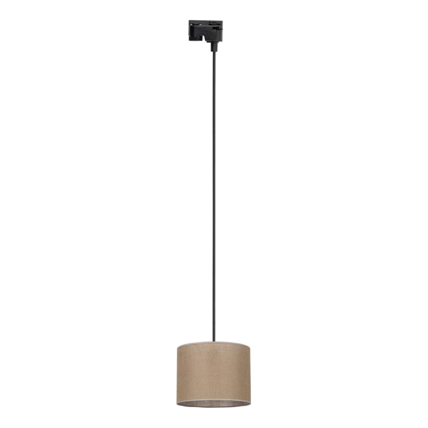 Ljuskrona med textilsladd för 1-fas skensystem TRACER 1xE27/15W/230V diameter 20 cm svart/brun