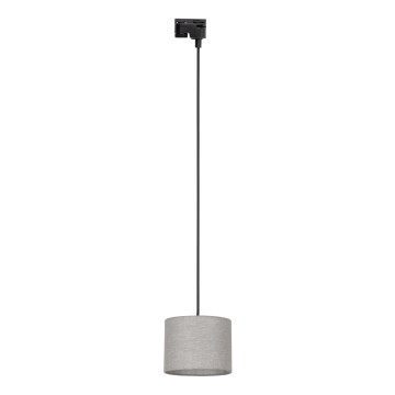 Ljuskrona med textilsladd för 1-fas skensystem TRACER 1xE27/15W/230V diameter 20 cm svart/grå