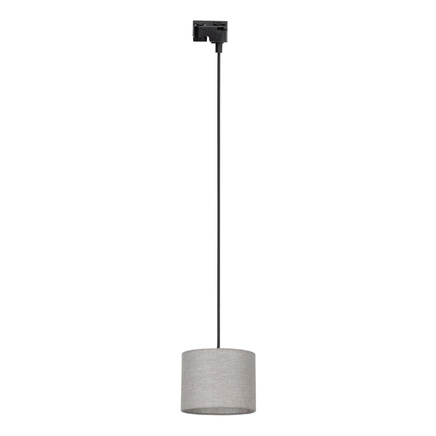 Ljuskrona med textilsladd för 1-fas skensystem TRACER 1xE27/15W/230V diameter 20 cm svart/grå