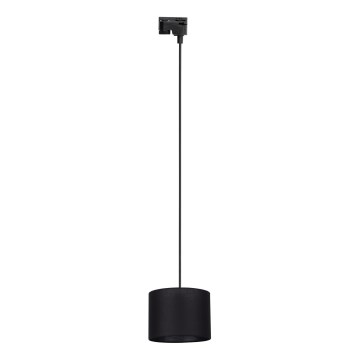 Ljuskrona med textilsladd för 1-fas skensystem TRACER 1xE27/15W/230V diameter 20 cm svart