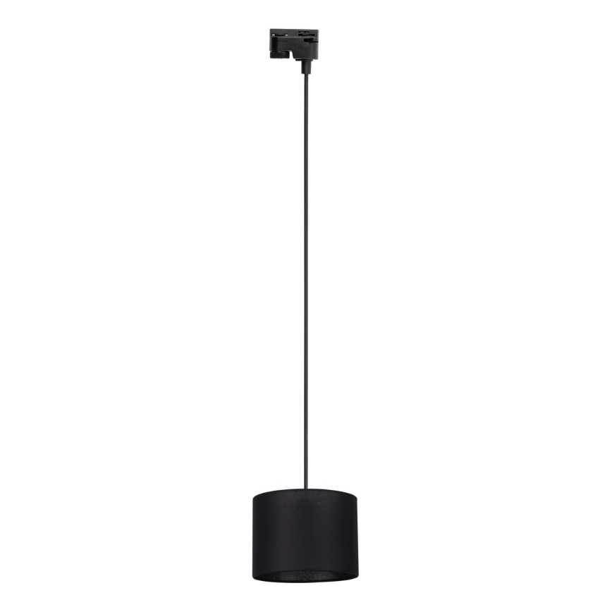 Ljuskrona med textilsladd för 1-fas skensystem TRACER 1xE27/15W/230V diameter 20 cm svart