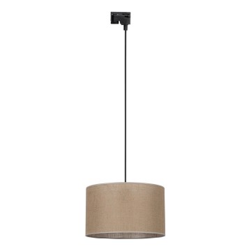 Ljuskrona med textilsladd för 1-fas skensystem TRACER 1xE27/15W/230V diameter 38 cm svart/brun