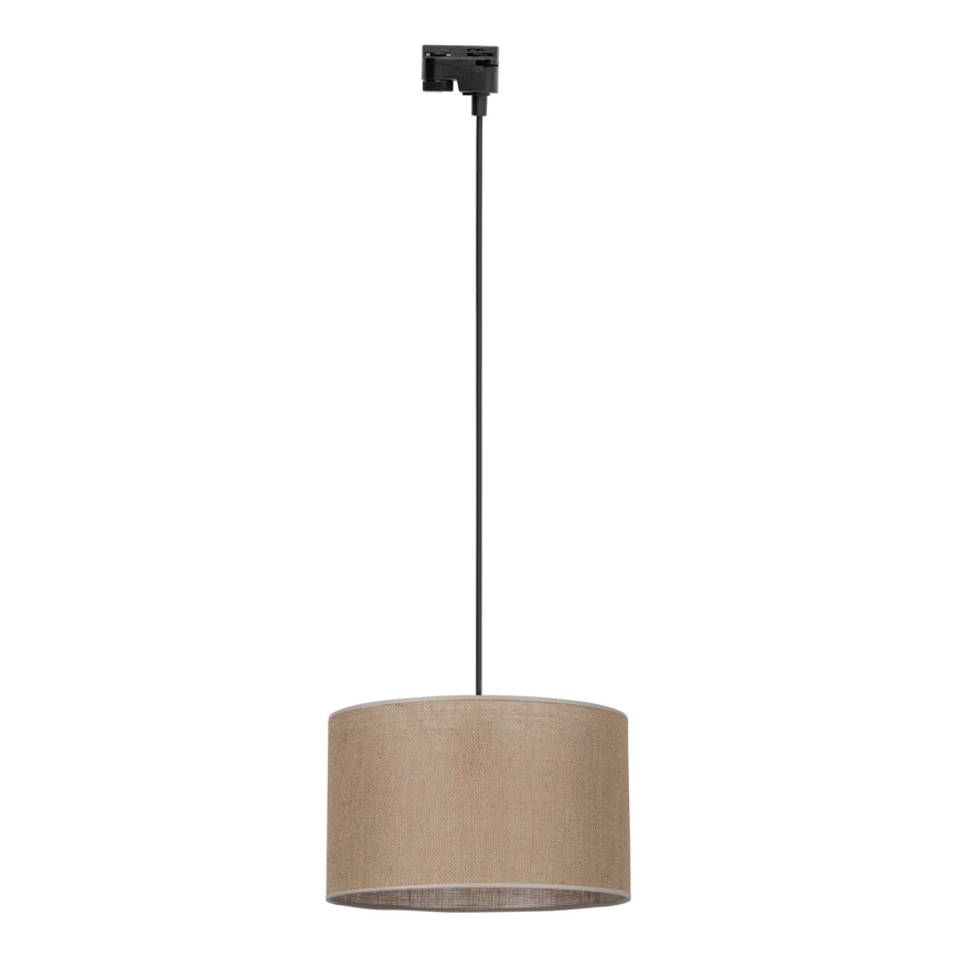 Ljuskrona med textilsladd för 1-fas skensystem TRACER 1xE27/15W/230V diameter 38 cm svart/brun