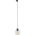 Ljuskrona med textilsladd För 3-fas skensystem CUBUS 1xE27/15W/230V svart/rökig beige