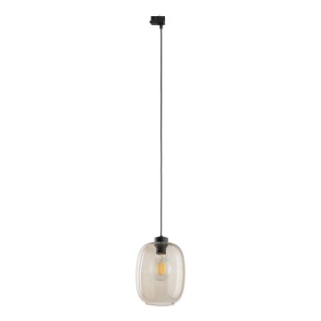 Ljuskrona med textilsladd För 3-fas skensystem ELIO 1xE27/15W/230V svart/rökig beige