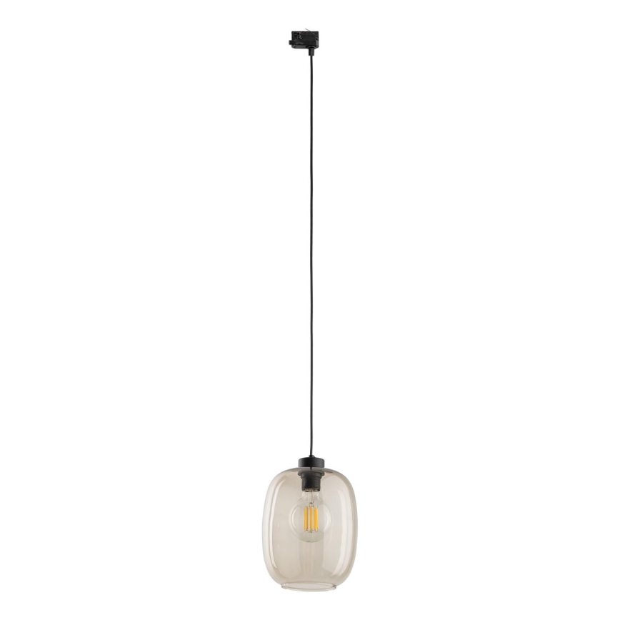Ljuskrona med textilsladd För 3-fas skensystem ELIO 1xE27/15W/230V svart/rökig beige