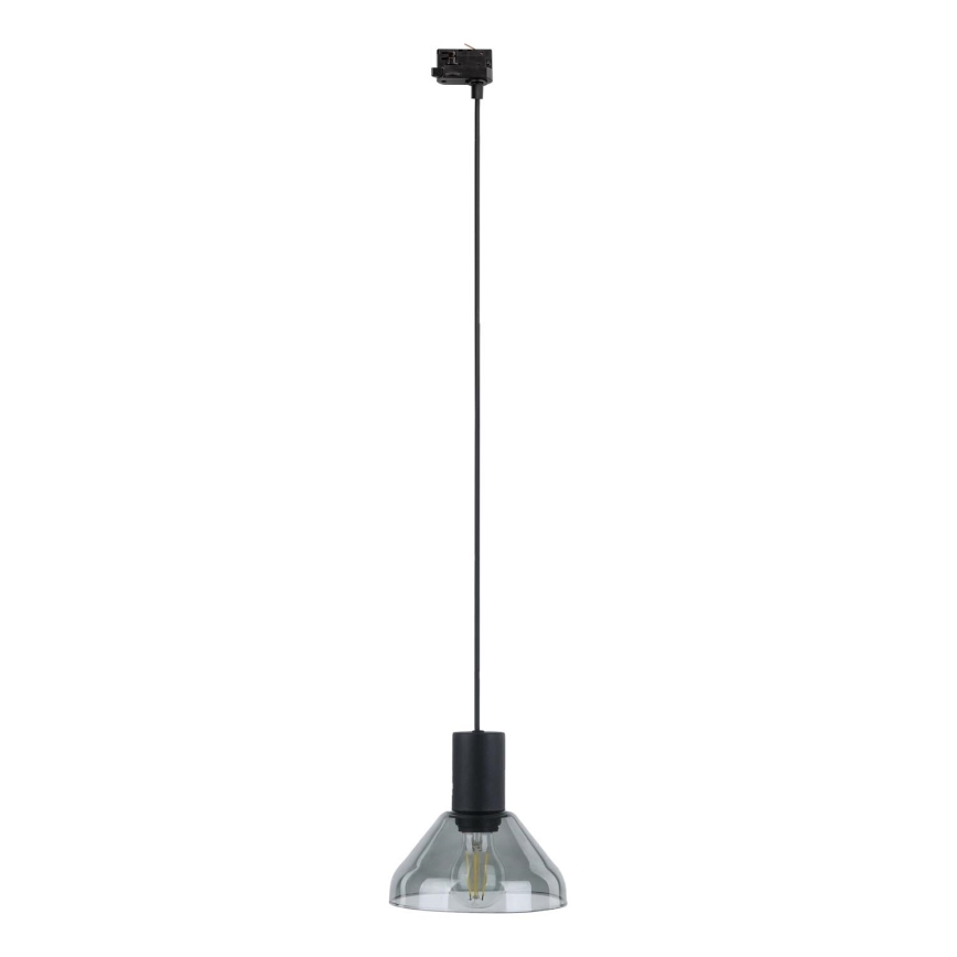 Ljuskrona med textilsladd För 3-fas skensystem NEO 1xE27/15W/230V svart/rökig svart