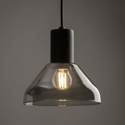 Ljuskrona med textilsladd För 3-fas skensystem NEO 1xE27/15W/230V svart/rökig svart