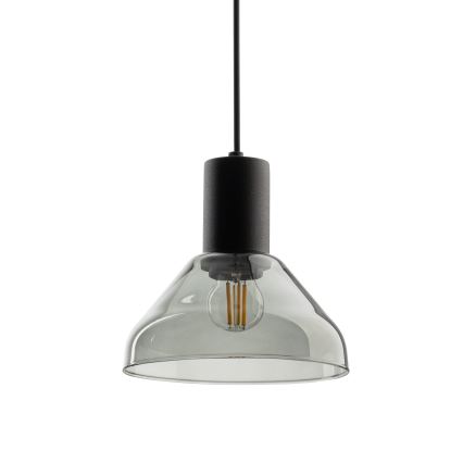 Ljuskrona med textilsladd För 3-fas skensystem NEO 1xE27/15W/230V svart/rökig svart