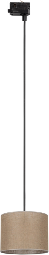 Ljuskrona med textilsladd för 3-fas skensystem TRACER 1xE27/15W/230V diameter 20 cm svart/brun