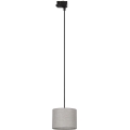 Ljuskrona med textilsladd för 3-fas skensystem TRACER 1xE27/15W/230V diameter 20 cm svart/grå