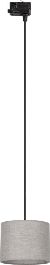 Ljuskrona med textilsladd för 3-fas skensystem TRACER 1xE27/15W/230V diameter 20 cm svart/grå