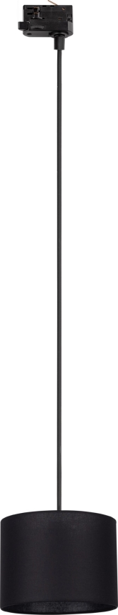 Ljuskrona med textilsladd för 3-fas skensystem TRACER 1xE27/15W/230V diameter 20 cm svart