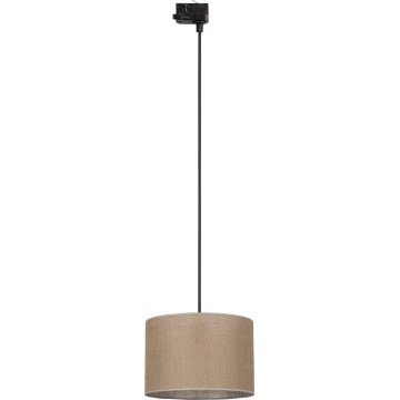 Ljuskrona med textilsladd för 3-fas skensystem TRACER 1xE27/15W/230V diameter 30 cm svart/brun