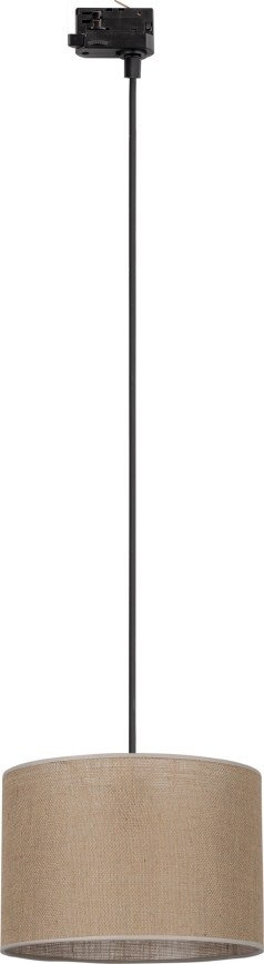 Ljuskrona med textilsladd för 3-fas skensystem TRACER 1xE27/15W/230V diameter 30 cm svart/brun