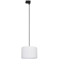 Ljuskrona med textilsladd för 3-fas skensystem TRACER 1xE27/15W/230V diameter 30 cm svart/vit