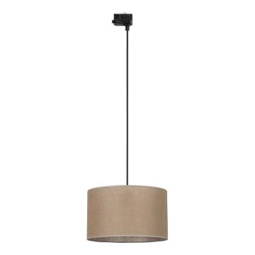 Ljuskrona med textilsladd för 3-fas skensystem TRACER 1xE27/15W/230V diameter 38 cm svart/brun