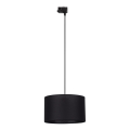 Ljuskrona med textilsladd för 3-fas skensystem TRACER 1xE27/15W/230V diameter 38 cm svart