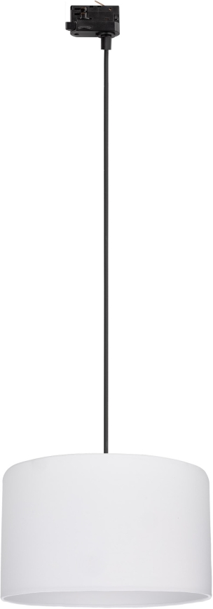 Ljuskrona med textilsladd för 3-fas skensystem TRACER 1xE27/15W/230V diameter 38 cm svart/vit