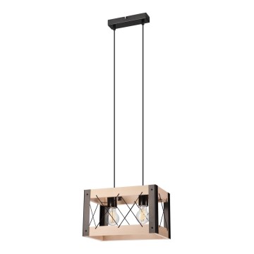Ljuskrona med textilsladd FRIDA 2xE27/60W/230V svart/beige bok