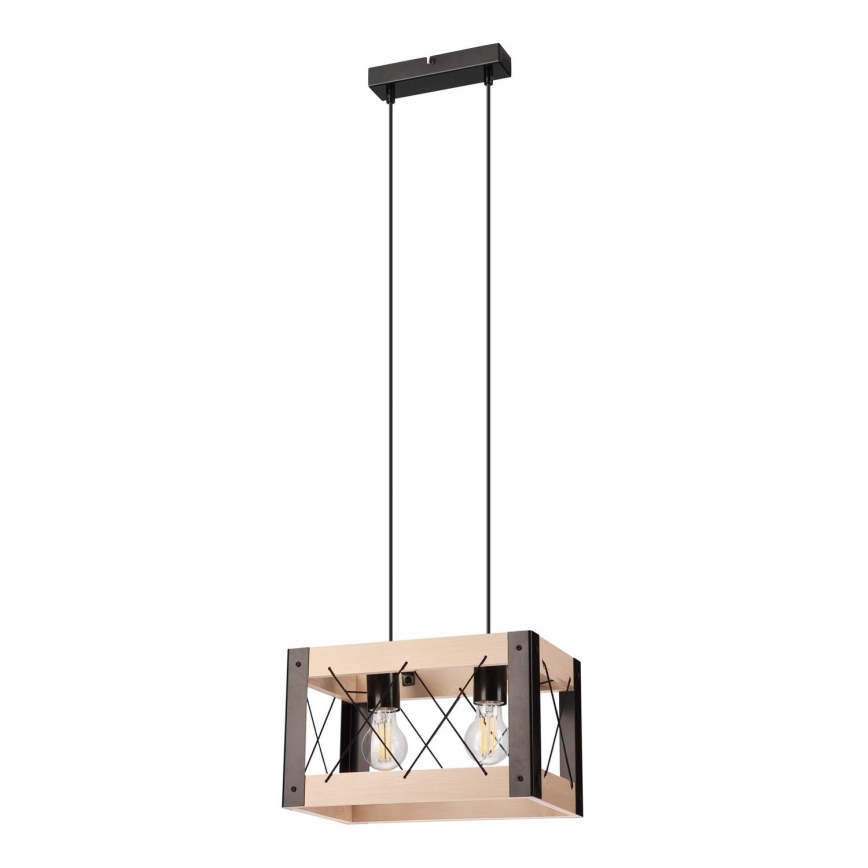 Ljuskrona med textilsladd FRIDA 2xE27/60W/230V svart/beige bok