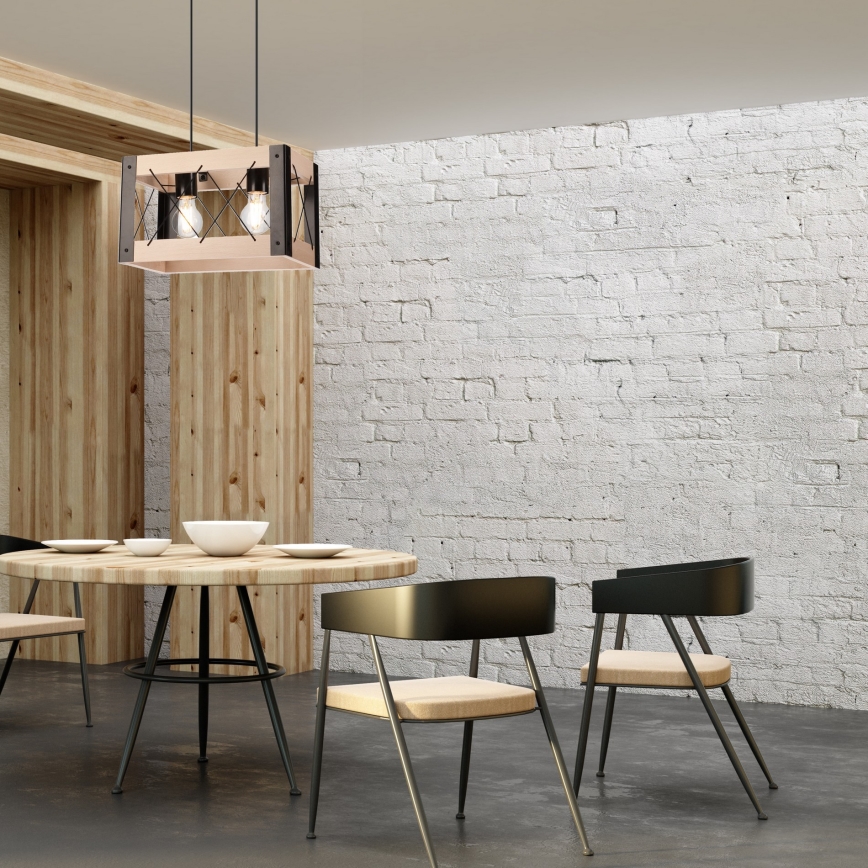 Ljuskrona med textilsladd FRIDA 2xE27/60W/230V svart/beige bok