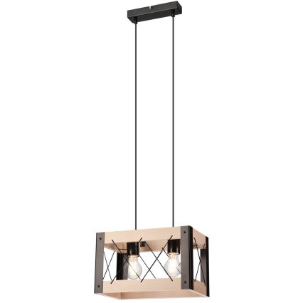 Ljuskrona med textilsladd FRIDA 2xE27/60W/230V svart/beige bok